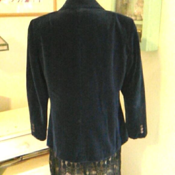 Vintage Dark Midnight Blue Velvet Jacket by Zukors California - Picture 4 of 6